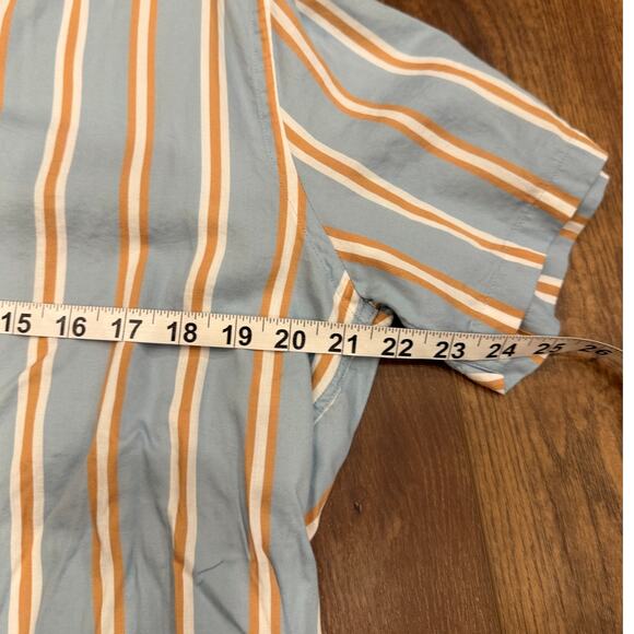 The Kooples Blue striped Hawaiian Collar Short Sleeve Button Down size Large - Picture 7 of 8
